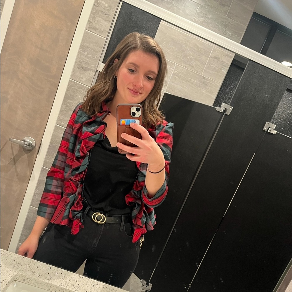 Red and green plaid blazer. Festive Blazer.